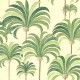"La palmeraie" Toile ameublement 100% coton en grande largeur vert tropical fond crème de Thevenon