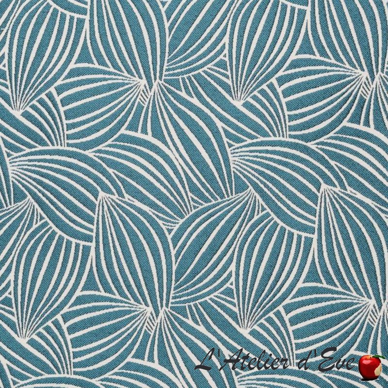 "Cacao" Tissu bleu jacquard Thevenon