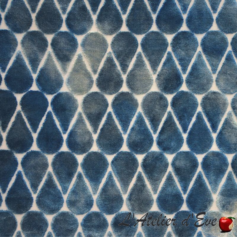 "Oceano" Tissu bleu velours Casal