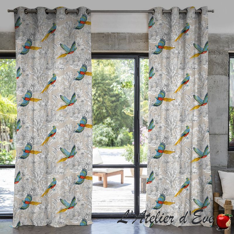 Oiseau De Paradis Rideau Oeillets Sur Mesure Made In France