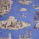 "Plaisirs d'hiver" bleu Toile de jouy Patrimoine Casal