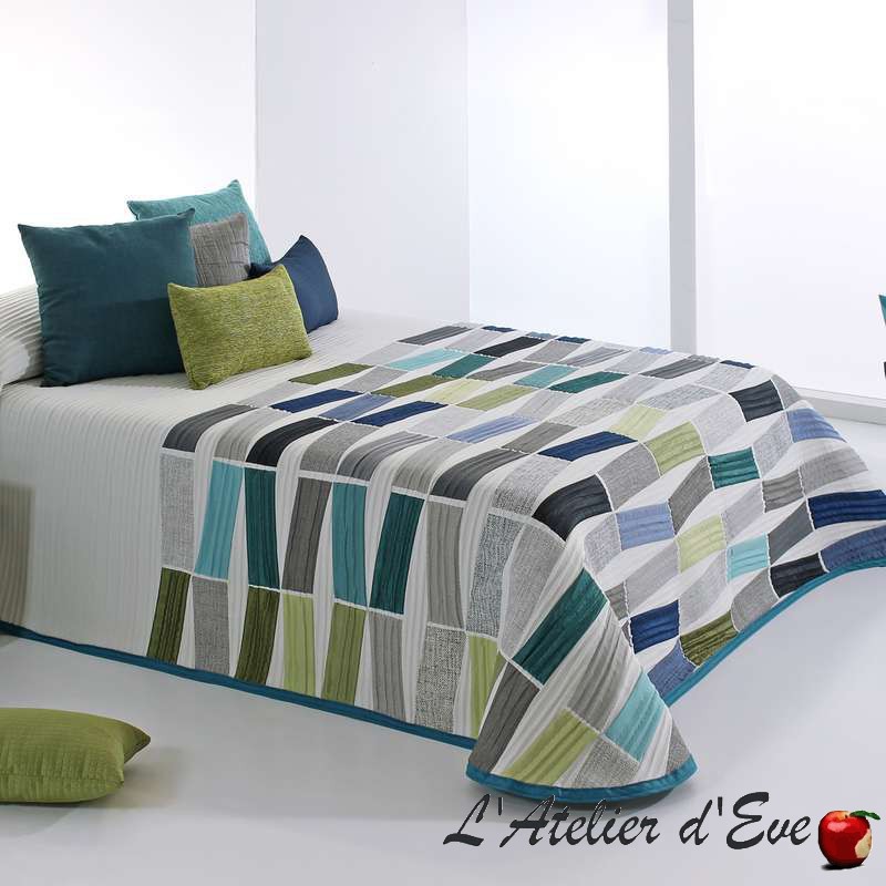 Celso Washable Polycotton Teen Jacquard Bedspread Blue Green