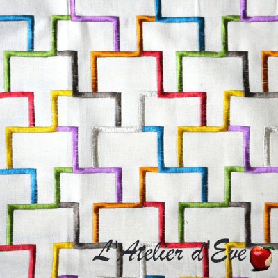 Coupon 100x137cm "Tetris" Embroidered furnishing canvas Thevenon