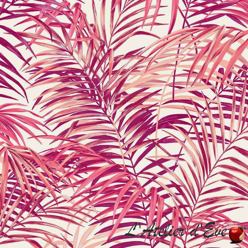 "Palm springs" rose Coupon 100x280cm tissu ameublement Thevenon