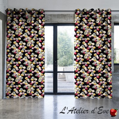 "Celine velours" noir Rideau Made in France velours Thevenon