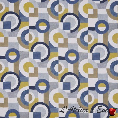 "Puzzle" Tissu ameublement coton lin Abstract Prestigious Textiles