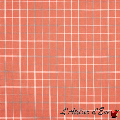 "Boston" Coral Tissu ameublement coton carreaux Hamptons Prestigious Textiles