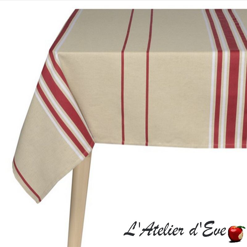 "Mauleon fuchsia" tablecloth Basque cotton / linen canvas Made in France Artiga