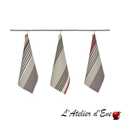 "Larrau" Torchon coton toile basque Made in France 75x50cm Artiga