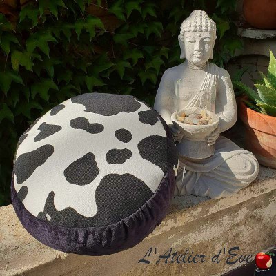 "Zafu" Black & White Coussin de méditation Made in France L'Atelier d'Eve