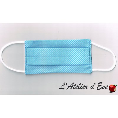 ENFANT Ecomasque petits pois bleus haute protection tissu spécial respirant Made in France