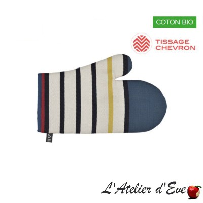 "Blue flavors" Organic cotton basque canvas mitten 30x19cm Artiga