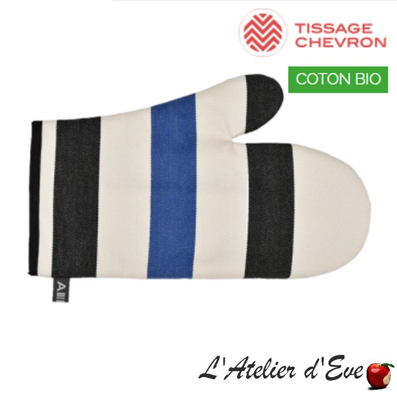 "Lacquy bleu" Moufle coton bio toile basque 30x19cm Artiga