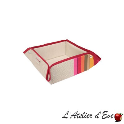 "Mauleon fuchsia" Cotton / linen basket basque canvas 8x17x17cm Artiga