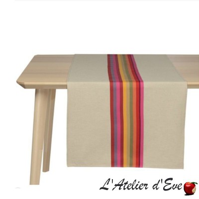 "Mauleon fuchsia" Chemin de table toile basque Made in France Artiga