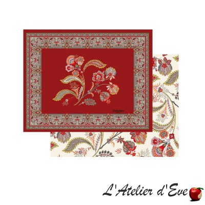 "Bastide rouge" Set de table provençal matelassé réversible tissu coton Valdrôme
