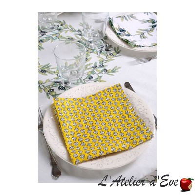 "Maillane soleil" 6 serviettes de table provençales 50x50cm tissu coton Valdrôme