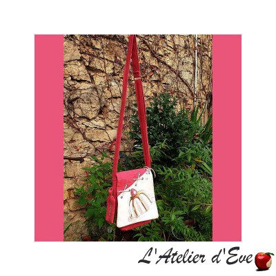 Sac bandoulière - Patisserie écru et lin lavé rose - Thevenon