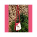 Shoulder bag - Ecru patisserie and pink washed linen - Thevenon