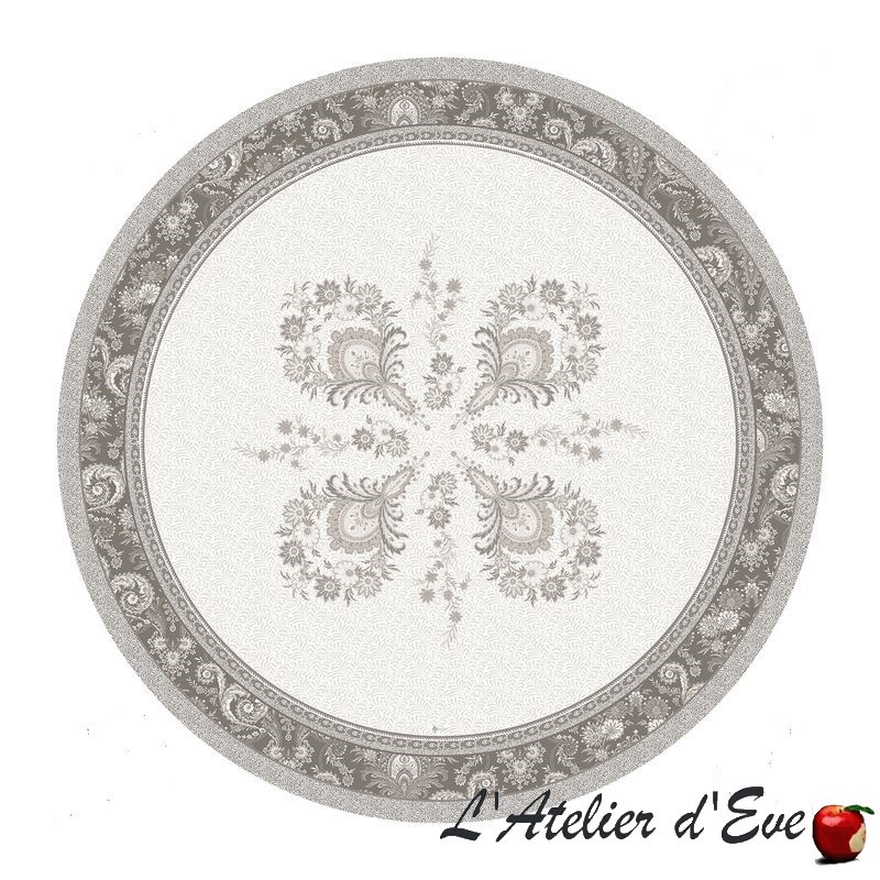 "Haveli raspberry" coated Provencal round tablecloth Valdrôme Made in France