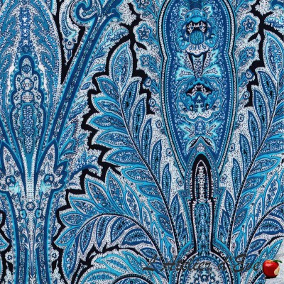 Tissu coton "Cachemire cyan" Valdrôme Fabrication française