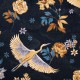 "Tsuru" velours bleu nuit Tissu japonisant Thevenon