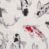 Illiade Toile de lin noir et rouge fond lin Thevenon