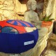 "Zafu" Idris rouge et bleu Coussin de méditation Made in France L'Atelier d'Eve