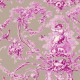 Ludivine toile de jouy fuschia fond lin d'eau Thevenon grande largeur 100% coton