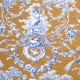 Ludivine toile de jouy bleu fond camel Thevenon grande largeur 100% coton