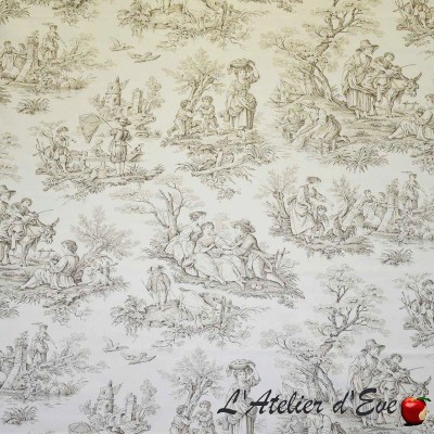 "A la campgne" taupe Rideau Made in France toile de jouy Casal