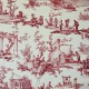 "Les travaux de la manufacture" rouge Toile de jouy bleu coton Casal