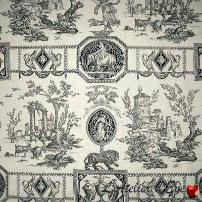 "Diane chasseresse" noir Toile de jouy coton Casal