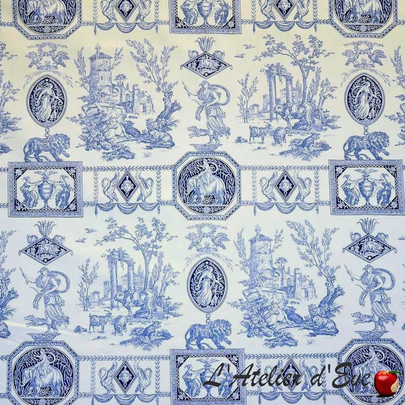 "Diane" bleu Rideau Made in France toile de jouy Casal