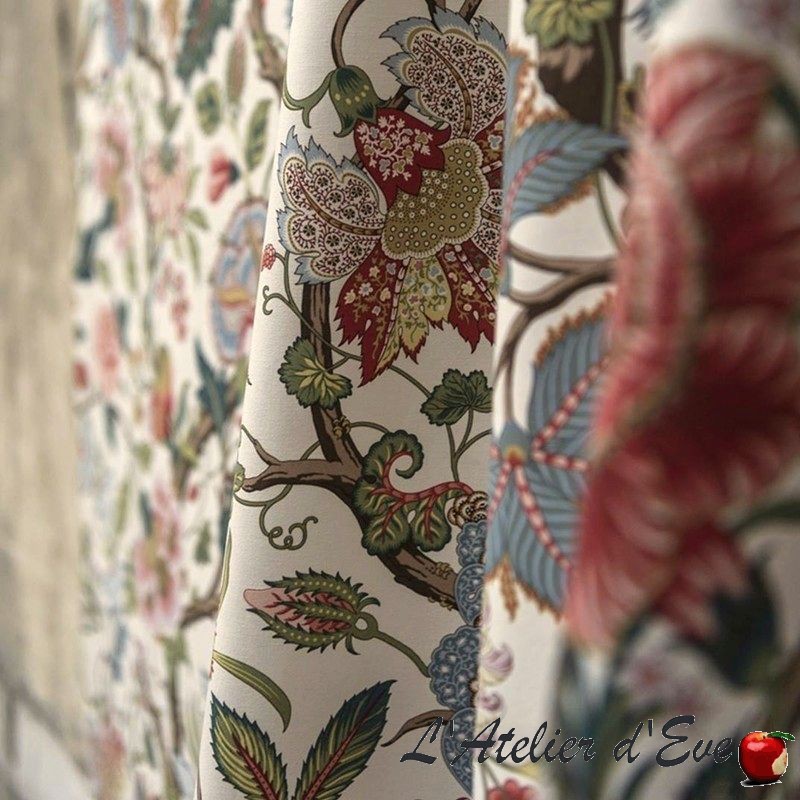 "Madurai" multicolore Rideau Made in France toile de jouy fleurie Casal