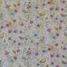 Fleurs et oiseaux grenat/rose Rideau Made in France toile de jouy Casal