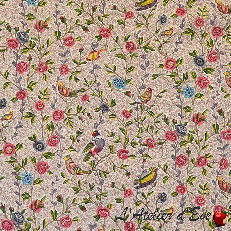 "Flowers and birds" Curtain Made in France toile de jouy Casal