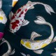 "Illiade" multicolore fond marine Toile de coton Thevenon