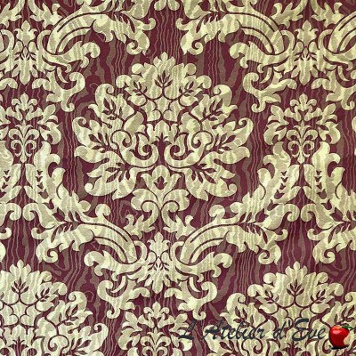 "Palatine" or/grenat Tissu jacquard motif baroque Boudoir Casal
