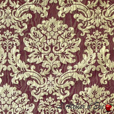 "Palatine" or/grenat Tissu jacquard motif baroque Boudoir Casal