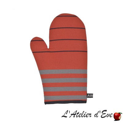"Sauvelade" brique Moufle coton toile basque 30x19cm Artiga