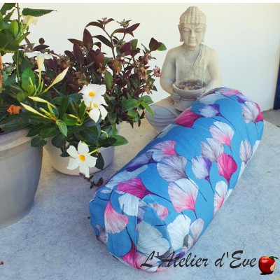 "Bolster" Idris pink linen Yoga cushion Made in France L'Atelier d'eve