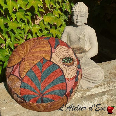 "Zafu" Idris red and blue Meditation cushion Made in France L'Atelier d'Eve