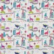 "Dino city" rainbow Toile de coton au mètre pour enfant motifs dinosaures Collection Big Adventure Prestigious Textiles