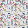 Dino city rainbow Toile de coton au mètre pour enfant motifs dinosaures Collection Big Adventure Prestigious Textiles