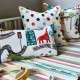 Coussin coton Made in France "Dino city" Collection Big Adventure Prestigious Textiles