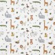 "Doodle" jungle - Rideau à oeillets Fabrication Française avec animaux brodés pour enfants - Prestigious Textiles
