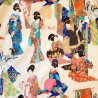 Rideau à œillets Kimono fond or Thevenon fabriqué en France