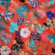 Rideau à œillets "Kimono Flowers" rouge Thevenon fabriqué en France