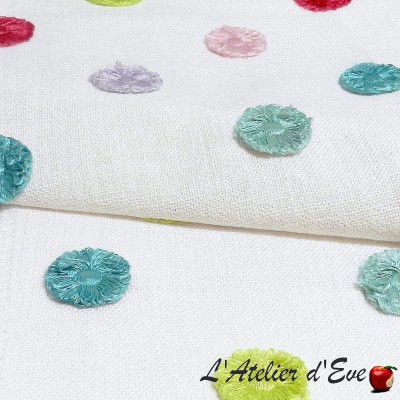 "Pom Pom" rainbow - Détails - Tissu brodé pour enfant Collection Big Adventure Prestigious Textiles